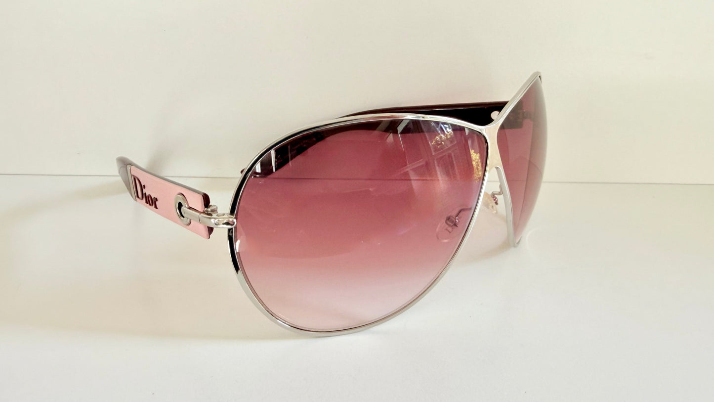 Christian Dior Vintage Sunglasses - Dior Logo 1 XL pink and silver frames