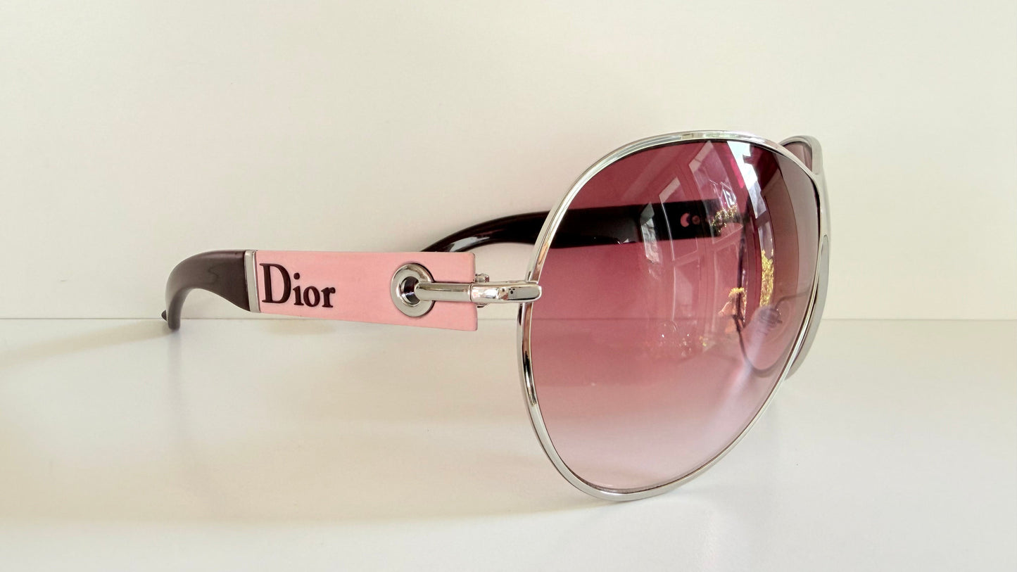 Christian Dior Vintage Sunglasses - Dior Logo 1 XL pink and silver frames