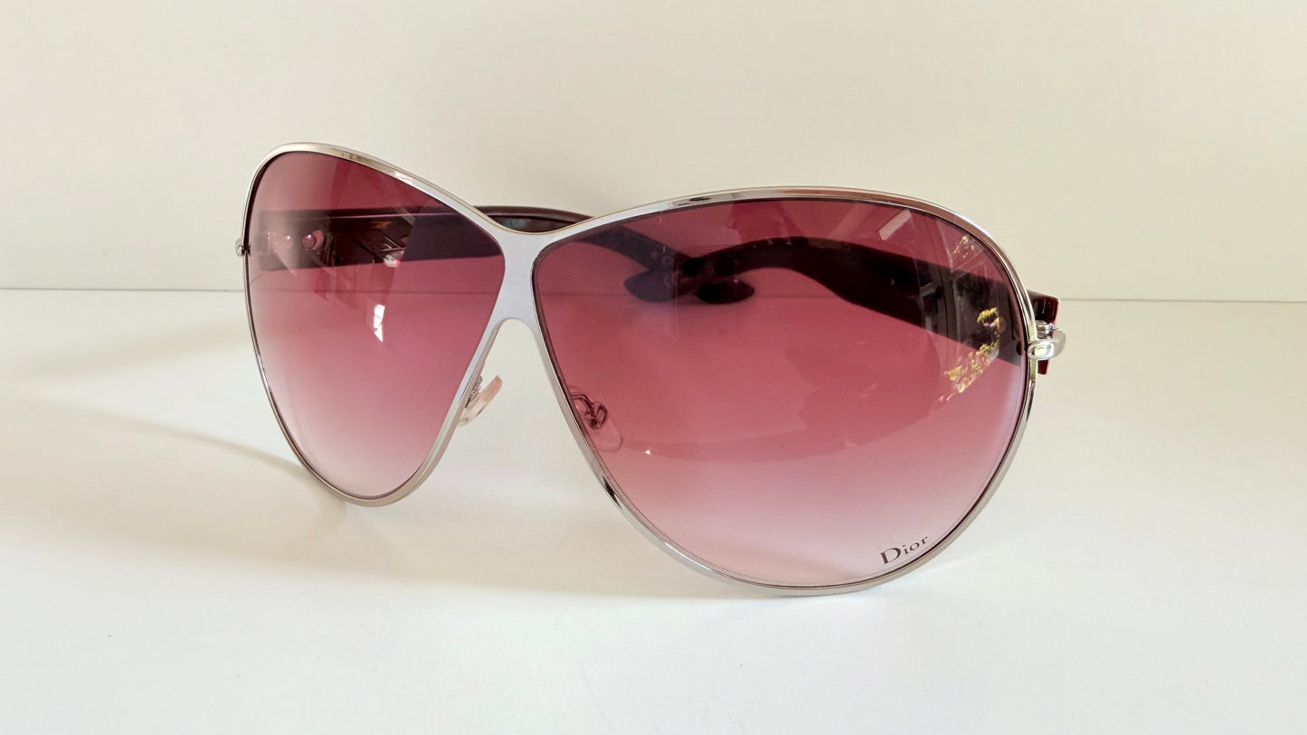 Christian Dior Vintage Sunglasses - Dior Logo 1 XL pink and silver frames