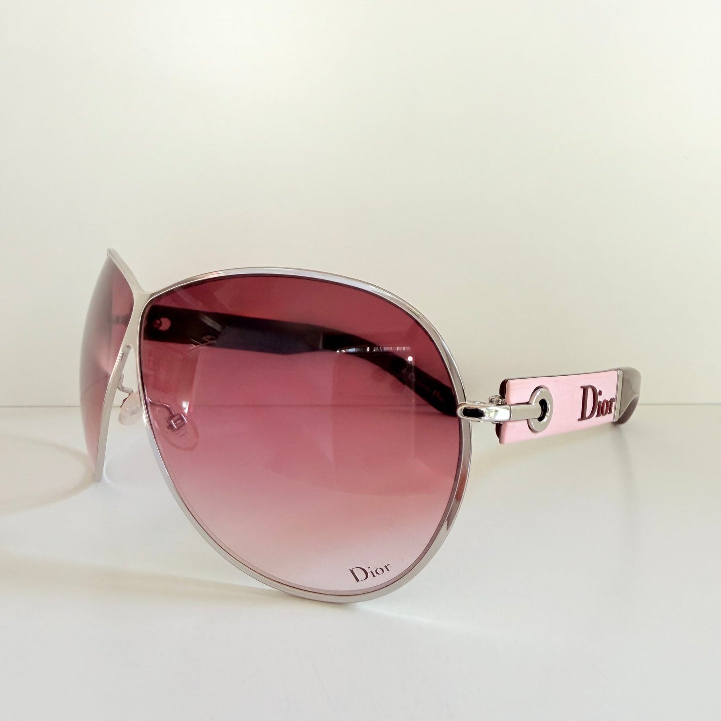Christian Dior Vintage Sunglasses - Dior Logo 1 XL pink and silver frames