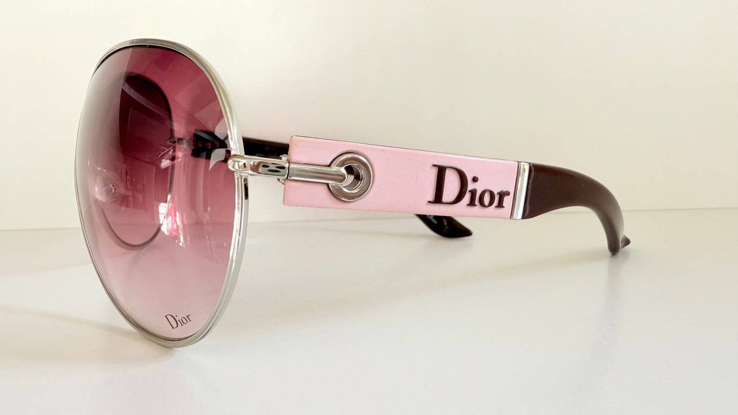 Christian Dior Vintage Sunglasses - Dior Logo 1 XL pink and silver frames