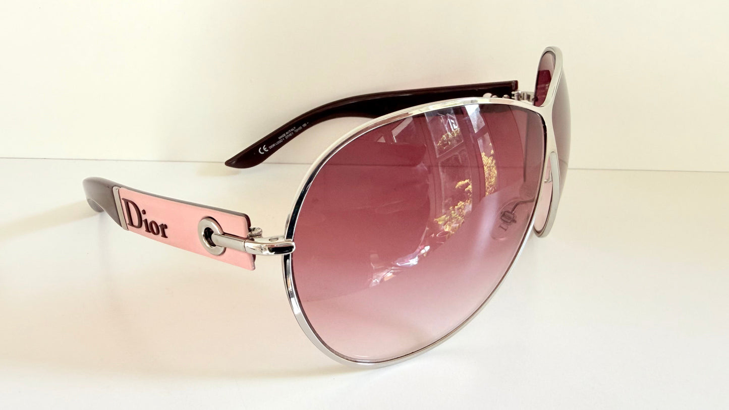 Christian Dior Vintage Sunglasses - Dior Logo 1 XL pink and silver frames
