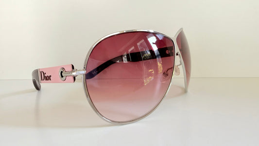 Christian Dior Vintage Sunglasses - Dior Logo 1 XL pink and silver frames