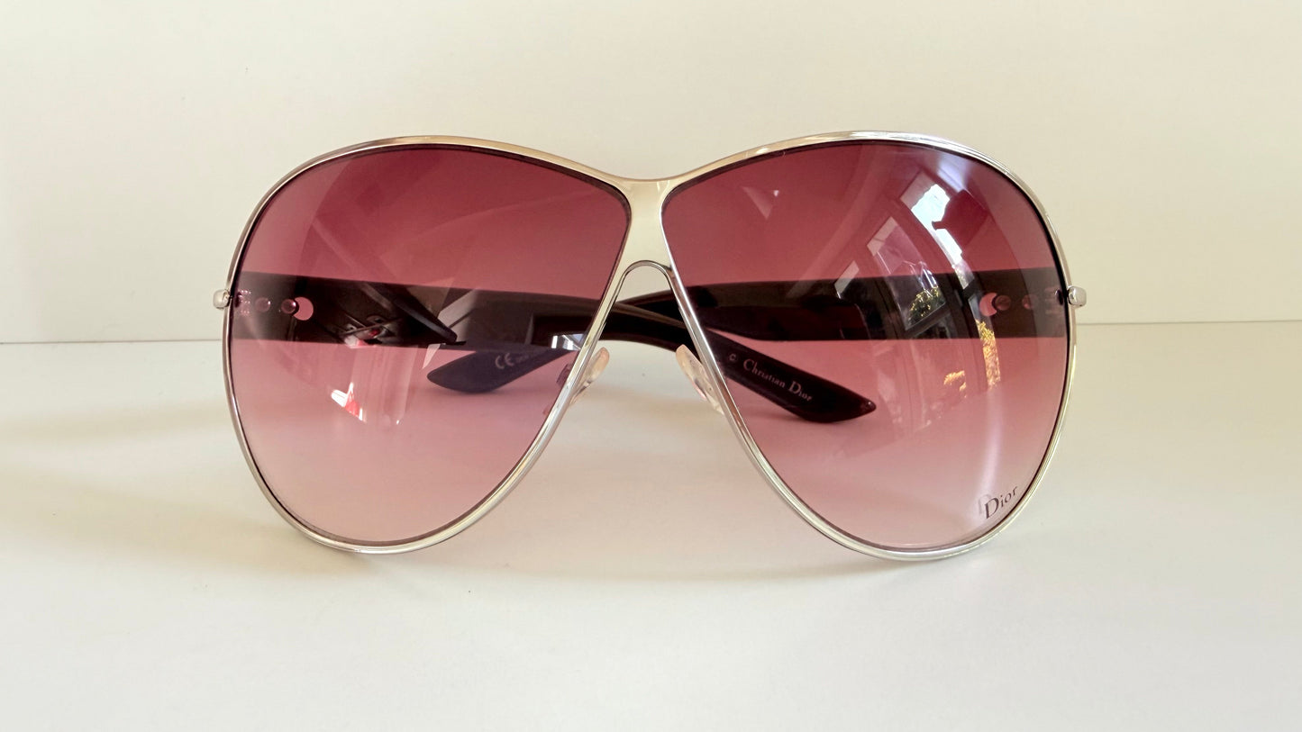 Christian Dior Vintage Sunglasses - Dior Logo 1 XL pink and silver frames