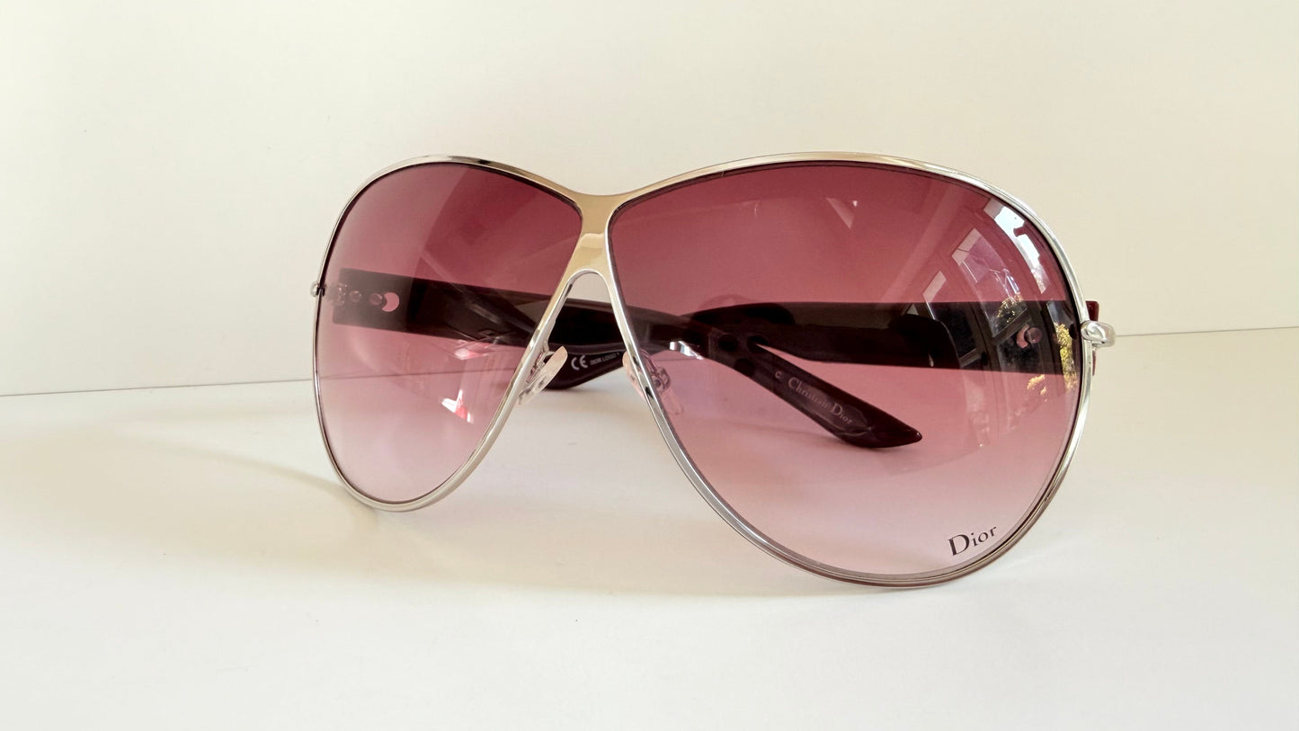 Christian Dior Vintage Sunglasses - Dior Logo 1 XL pink and silver frames