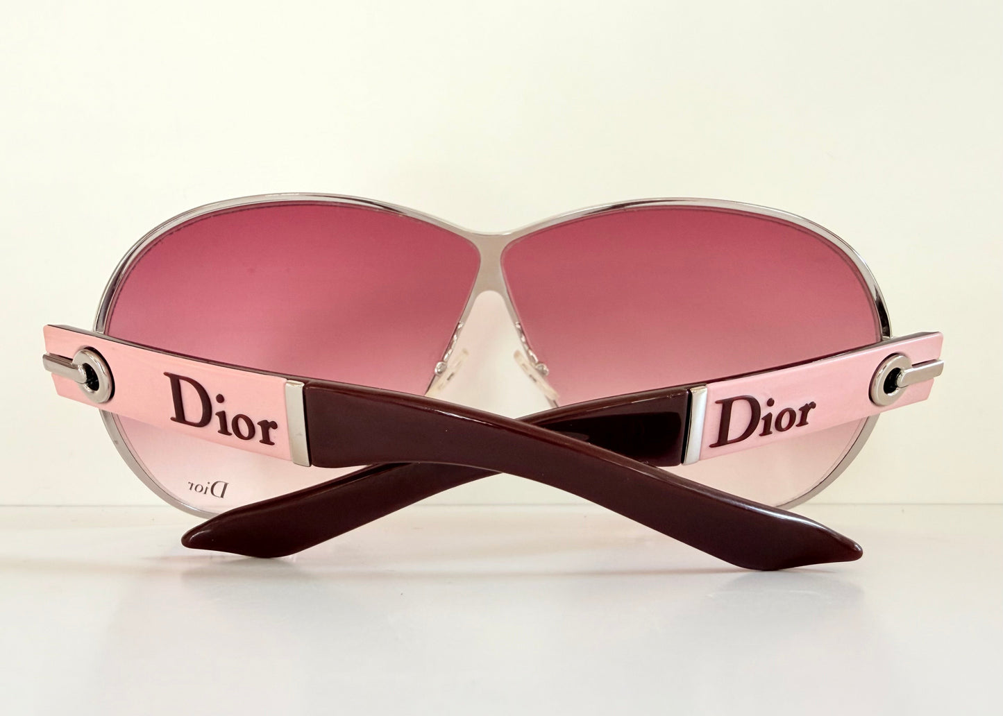 Christian Dior Vintage Sunglasses - Dior Logo 1 XL pink and silver frames