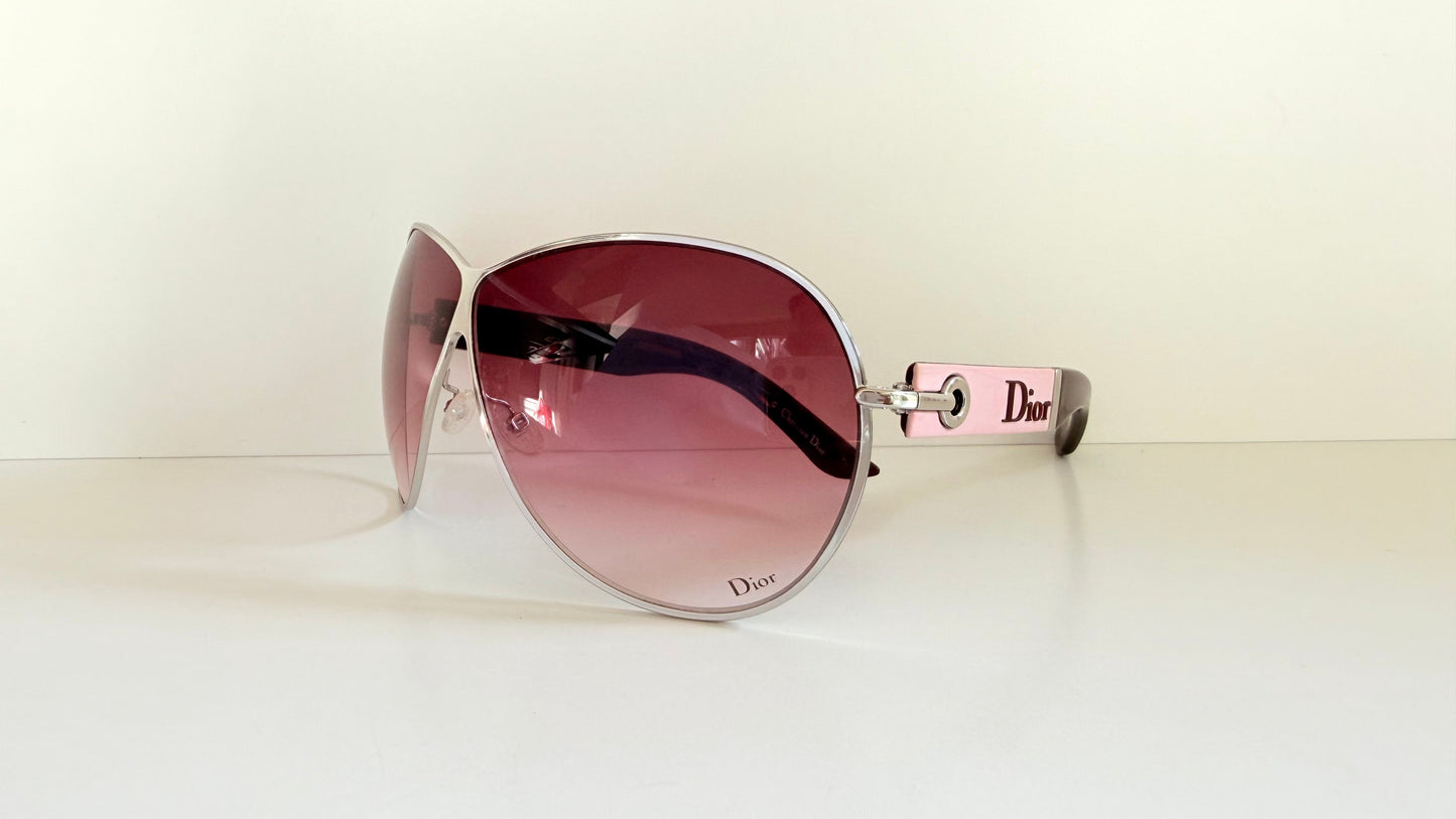 Christian Dior Vintage Sunglasses - Dior Logo 1 XL pink and silver frames
