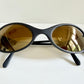 Vintage Bollé 90s sunglasses - wrap golden mirrored frames made in France
