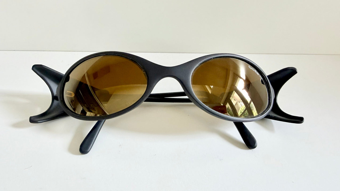 Vintage Bollé 90s sunglasses - wrap golden mirrored frames made in France