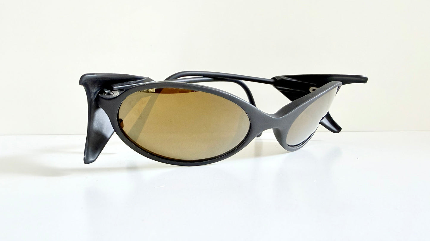 Vintage Bollé 90s sunglasses - wrap golden mirrored frames made in France