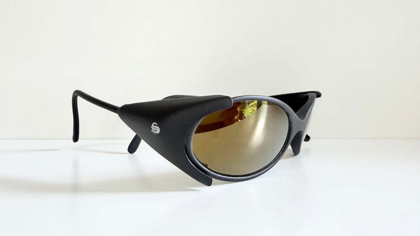 Vintage Bollé 90s sunglasses - wrap golden mirrored frames made in France