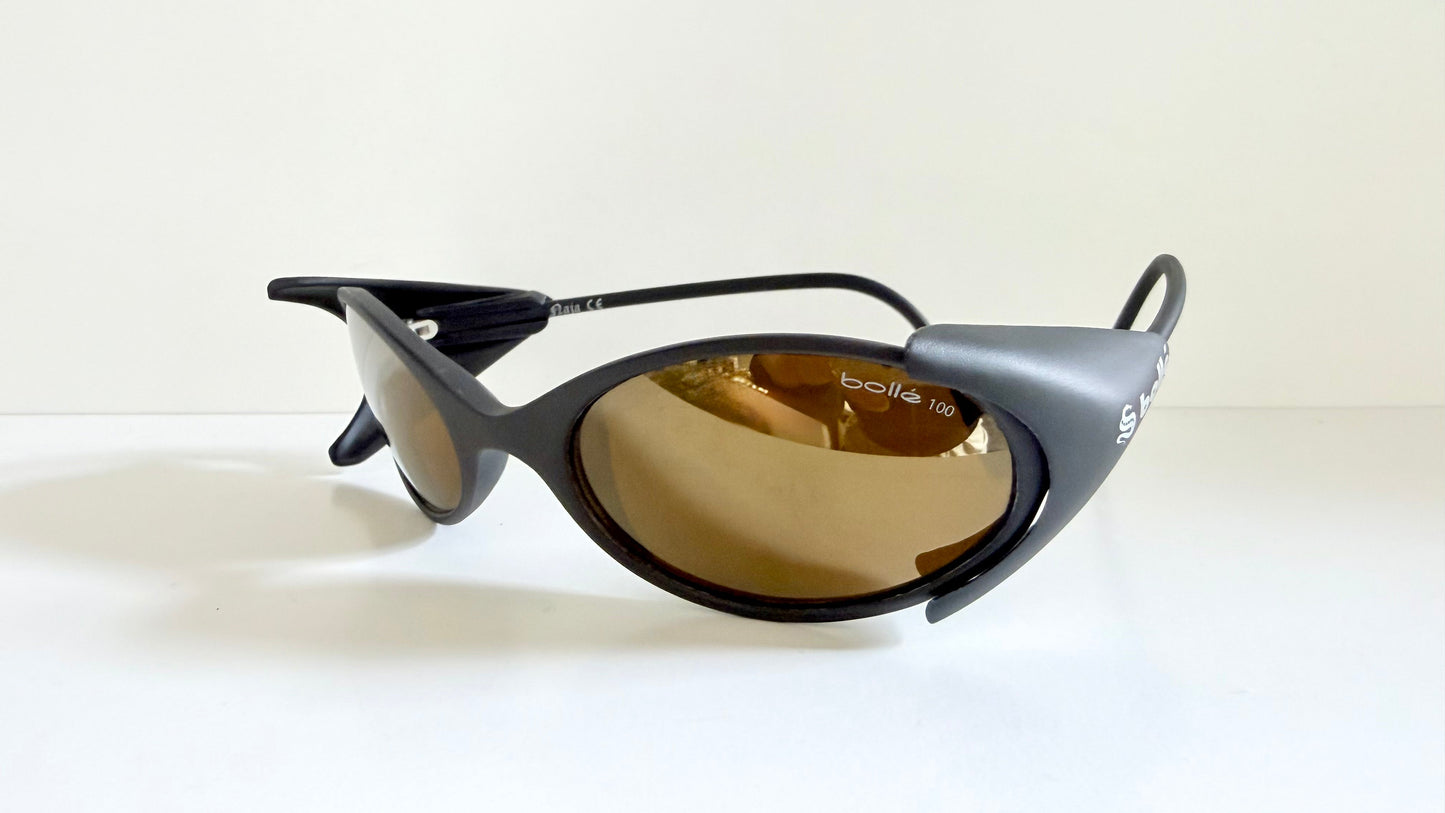 Vintage Bollé 90s sunglasses - wrap golden mirrored frames made in France