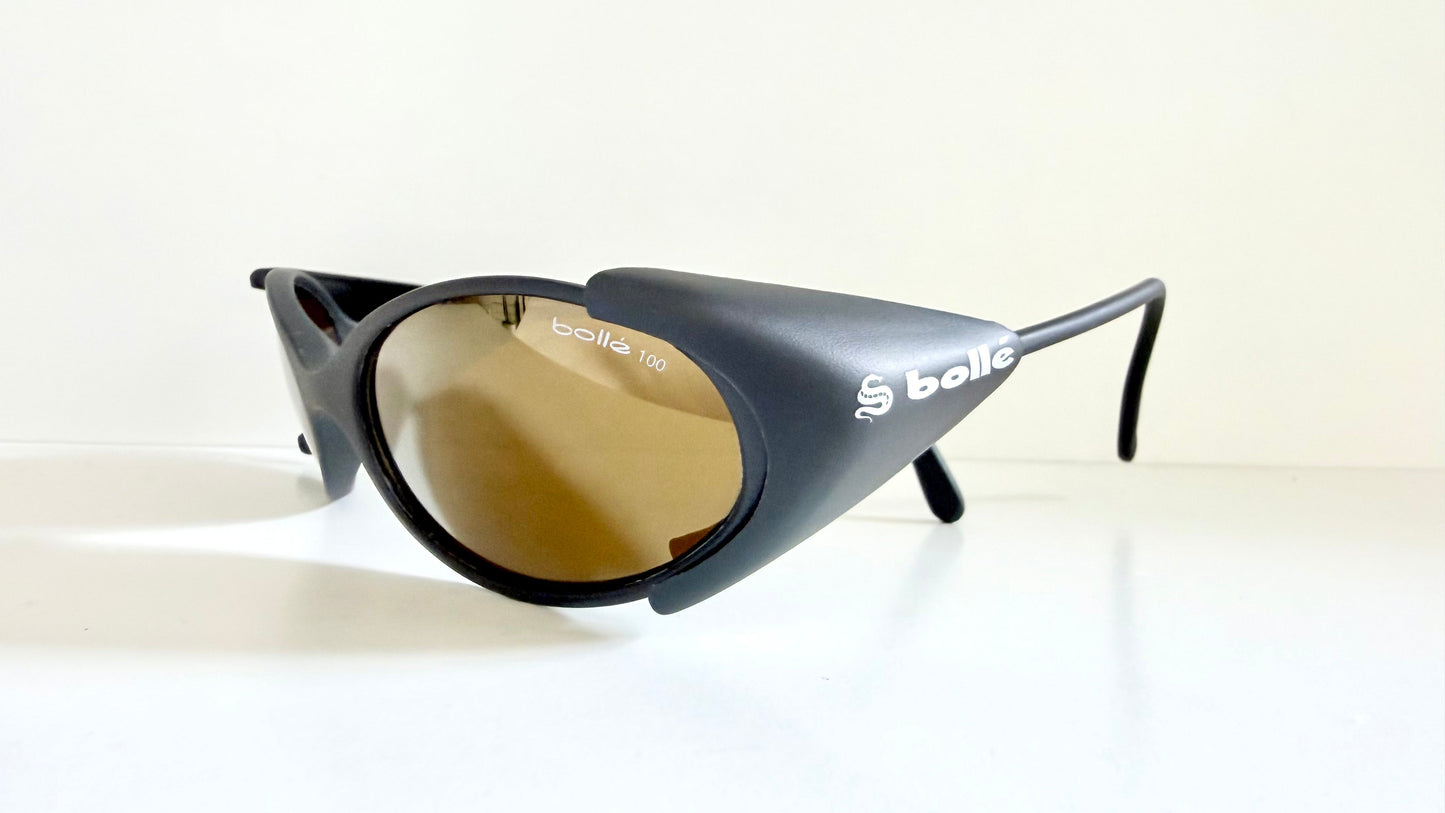 Vintage Bollé 90s sunglasses - wrap golden mirrored frames made in France