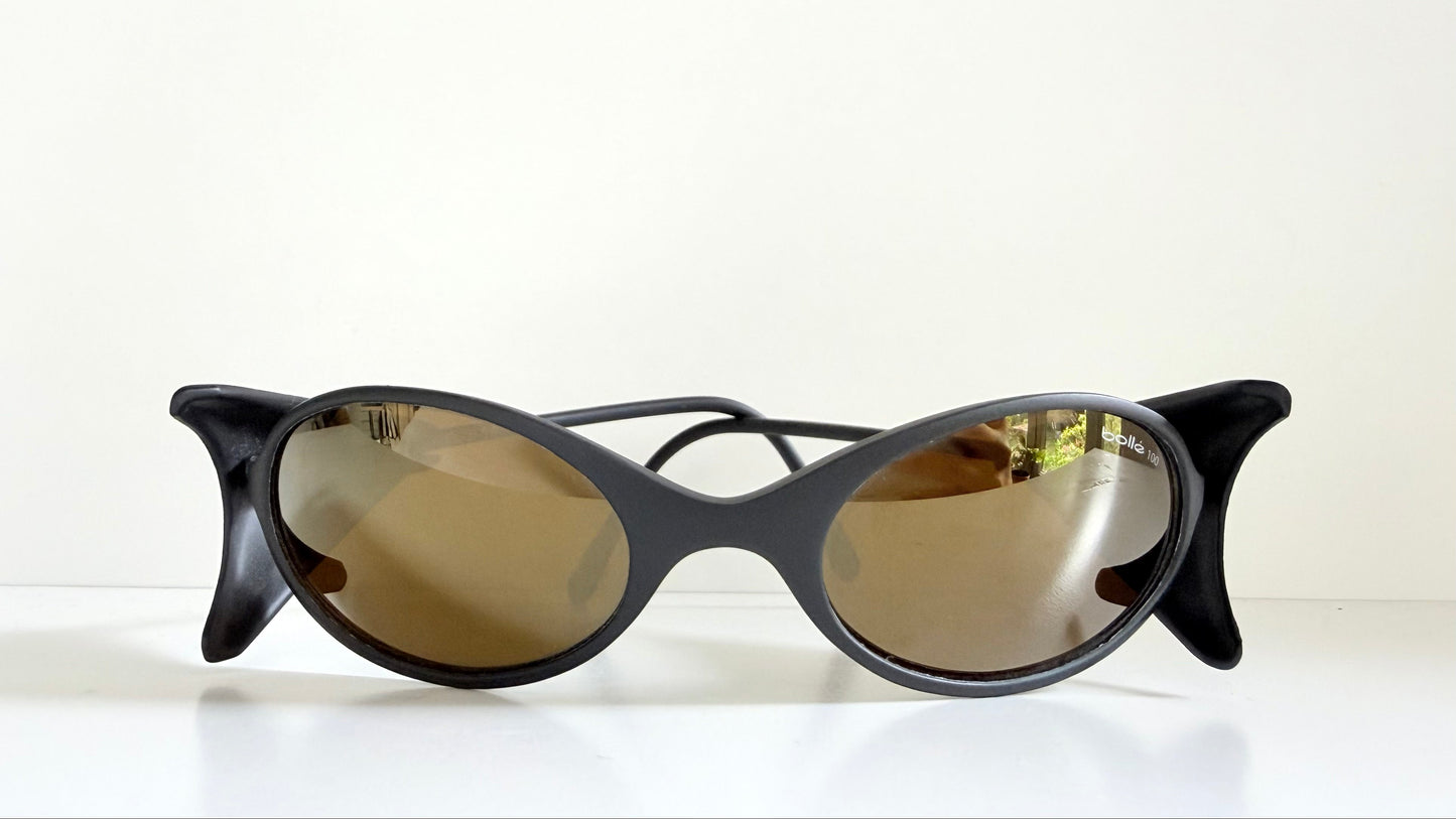 Vintage Bollé 90s sunglasses - wrap golden mirrored frames made in France