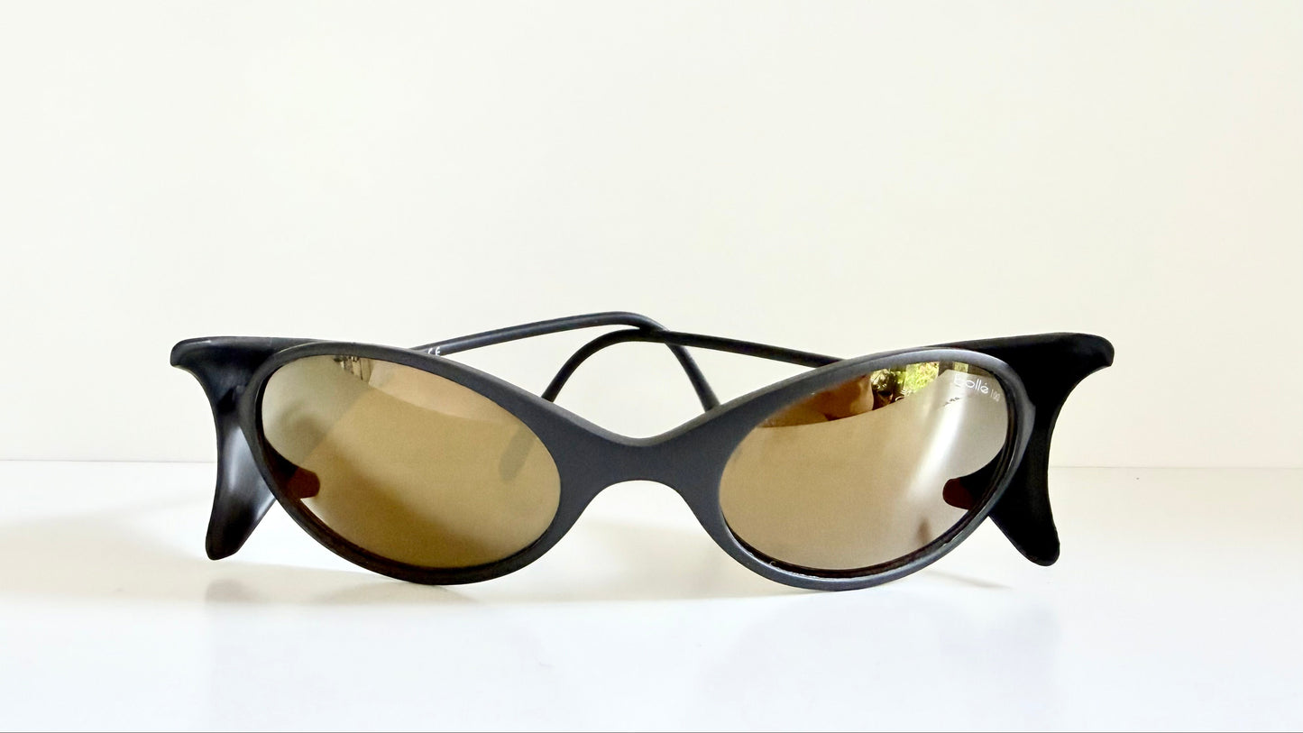 Vintage Bollé 90s sunglasses - wrap golden mirrored frames made in France