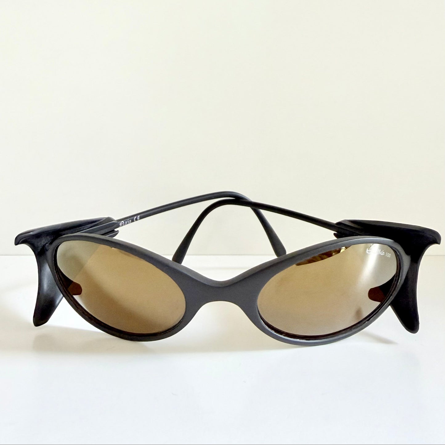 Vintage Bollé 90s sunglasses - wrap golden mirrored frames made in France