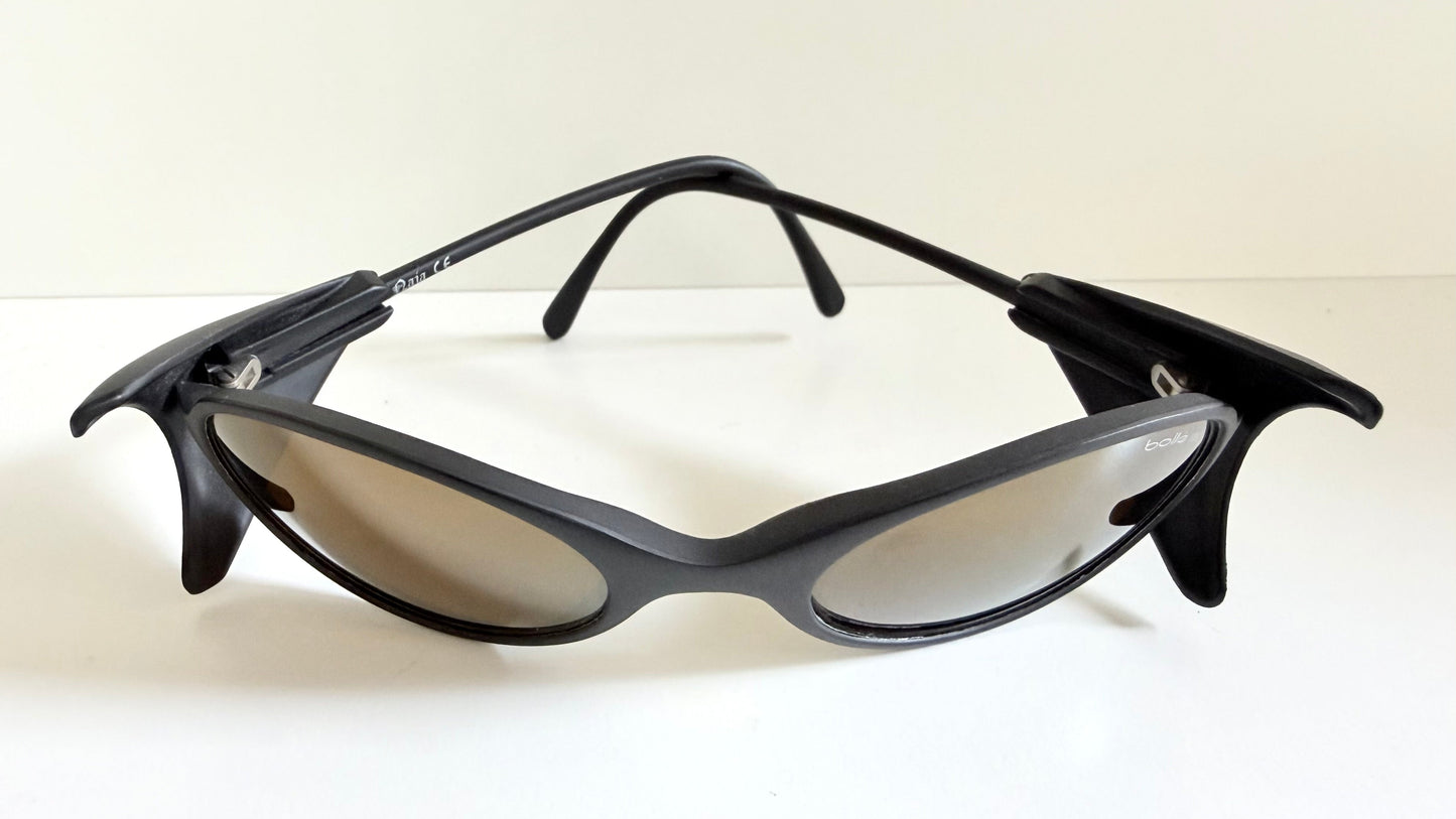 Vintage Bollé 90s sunglasses - wrap golden mirrored frames made in France