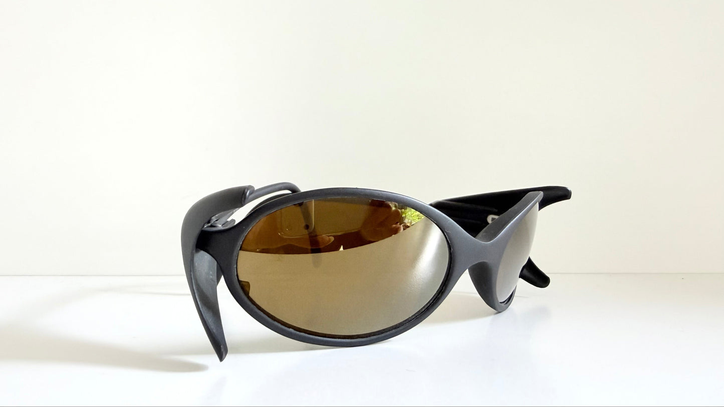 Vintage Bollé 90s sunglasses - wrap golden mirrored frames made in France