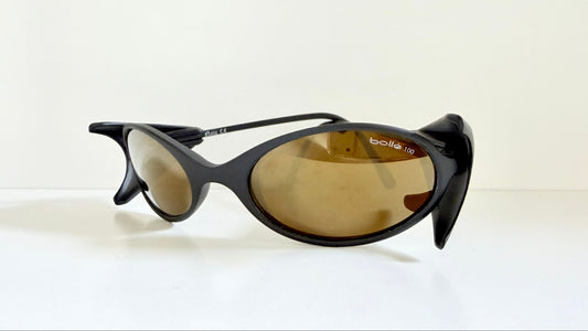 Vintage Bollé 90s sunglasses - wrap golden mirrored frames made in France