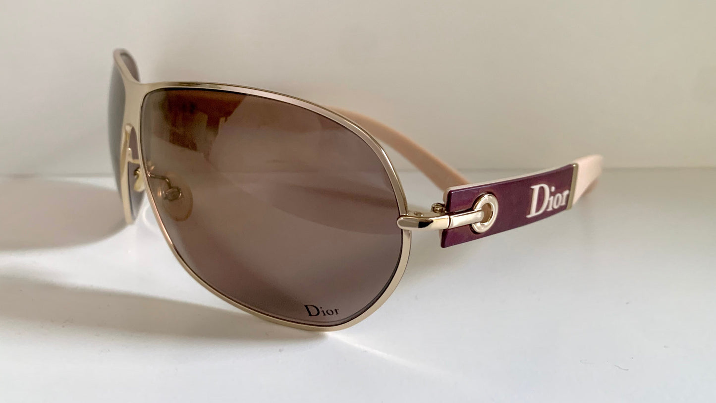 Christian Dior Vintage Sunglasses - NOS Dior Logo 2 silver and orange XL frames