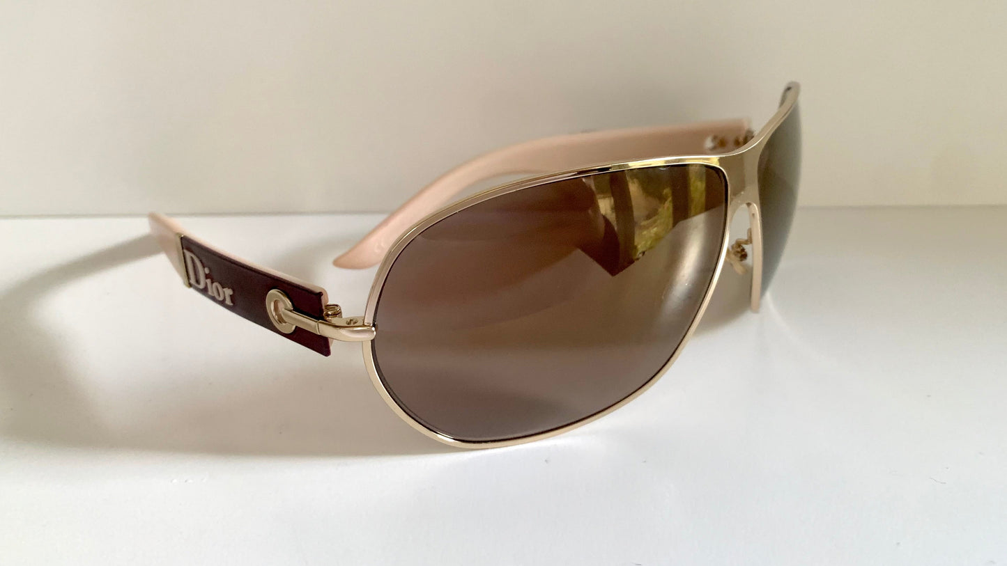 Christian Dior Vintage Sunglasses - NOS Dior Logo 2 silver and orange XL frames