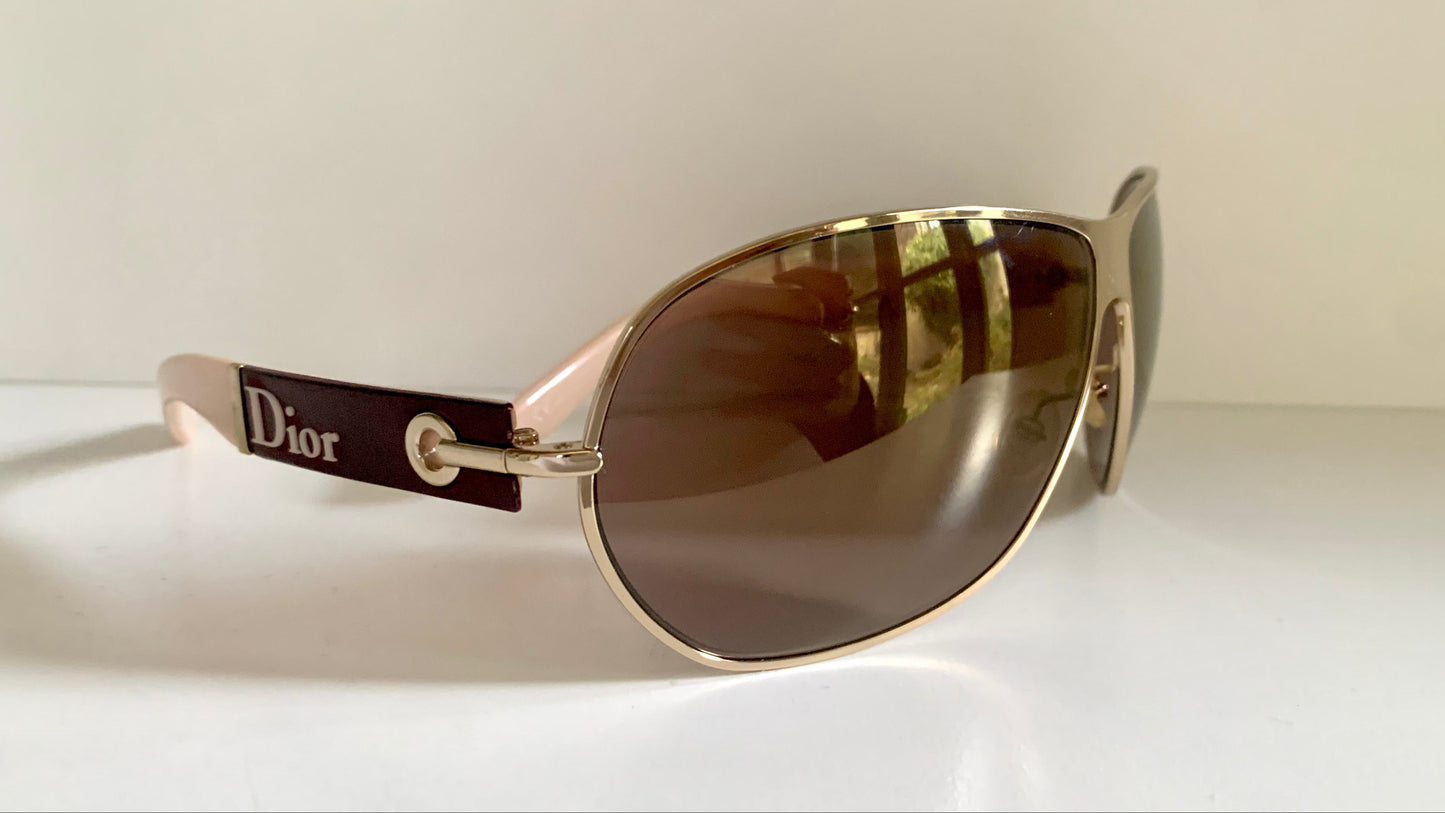 Christian Dior Vintage Sunglasses - NOS Dior Logo 2 silver and orange XL frames