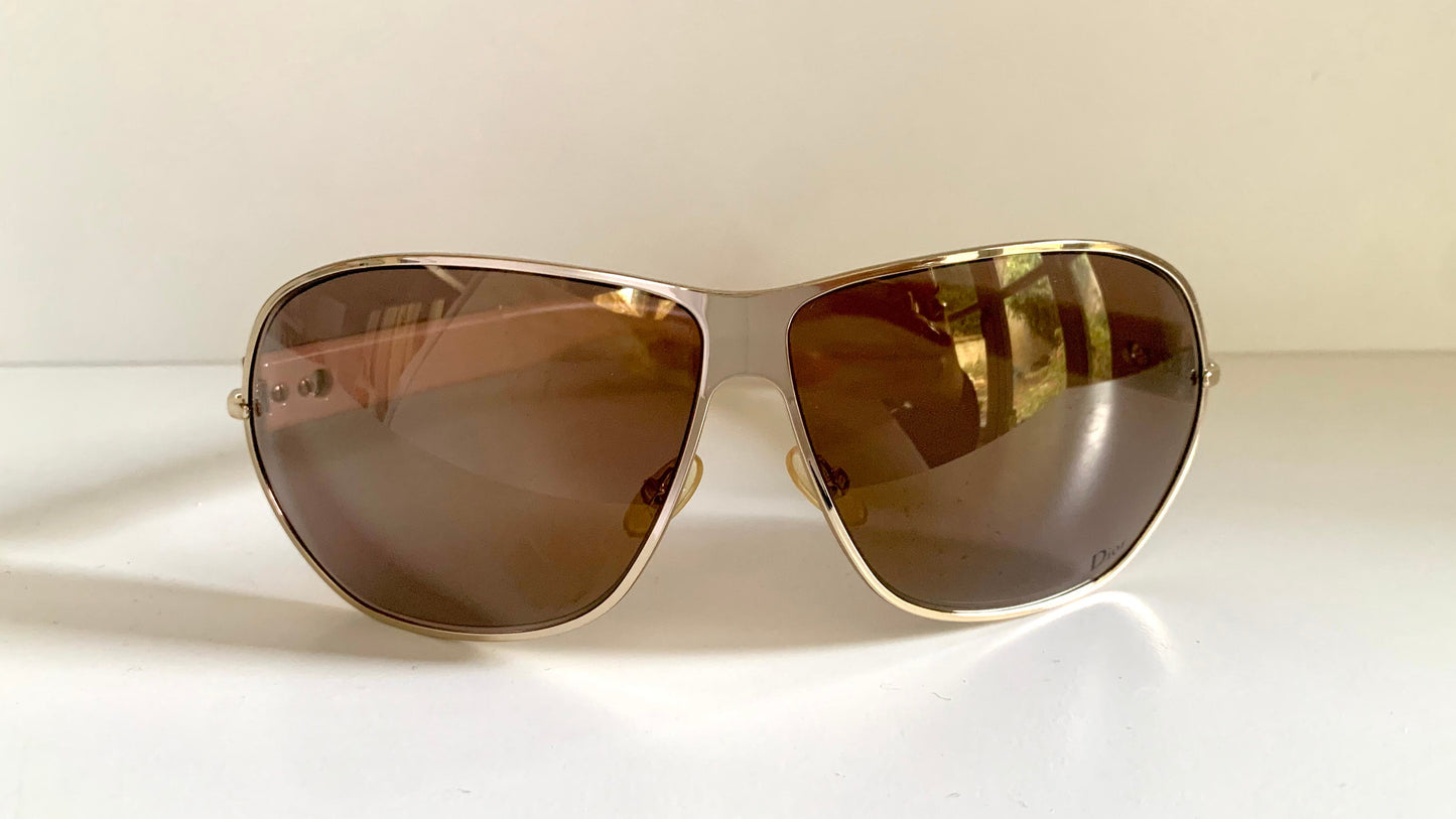 Christian Dior Vintage Sunglasses - NOS Dior Logo 2 silver and orange XL frames