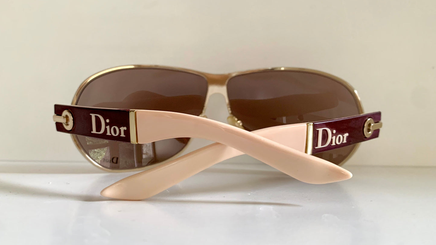Christian Dior Vintage Sunglasses - NOS Dior Logo 2 silver and orange XL frames