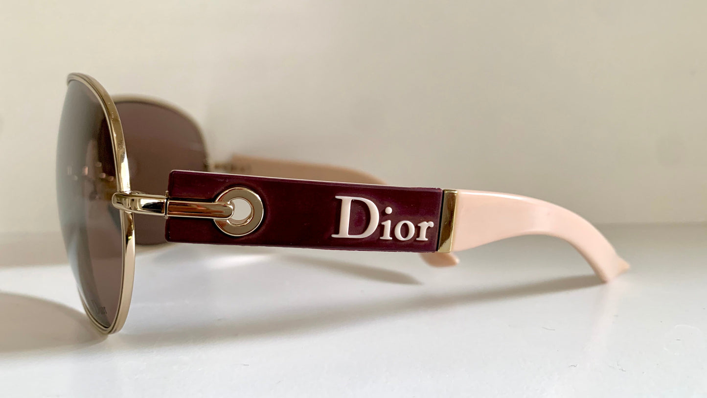 Christian Dior Vintage Sunglasses - NOS Dior Logo 2 silver and orange XL frames