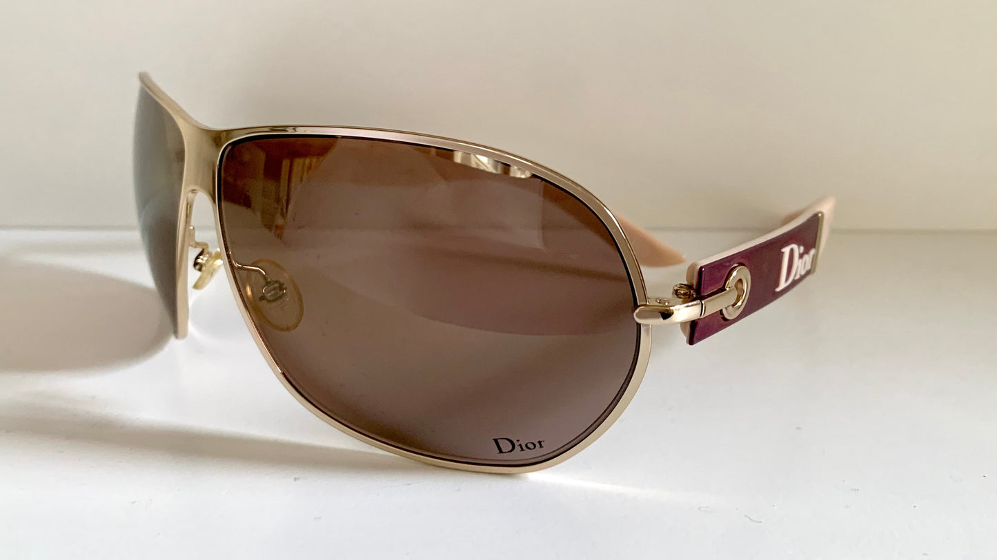Christian Dior Vintage Sunglasses - NOS Dior Logo 2 silver and orange XL frames