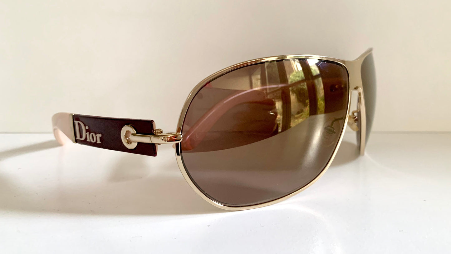 Christian Dior Vintage Sunglasses - NOS Dior Logo 2 silver and orange XL frames