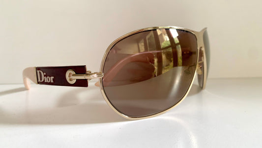 Christian Dior Vintage Sunglasses - NOS Dior Logo 2 silver and orange XL frames