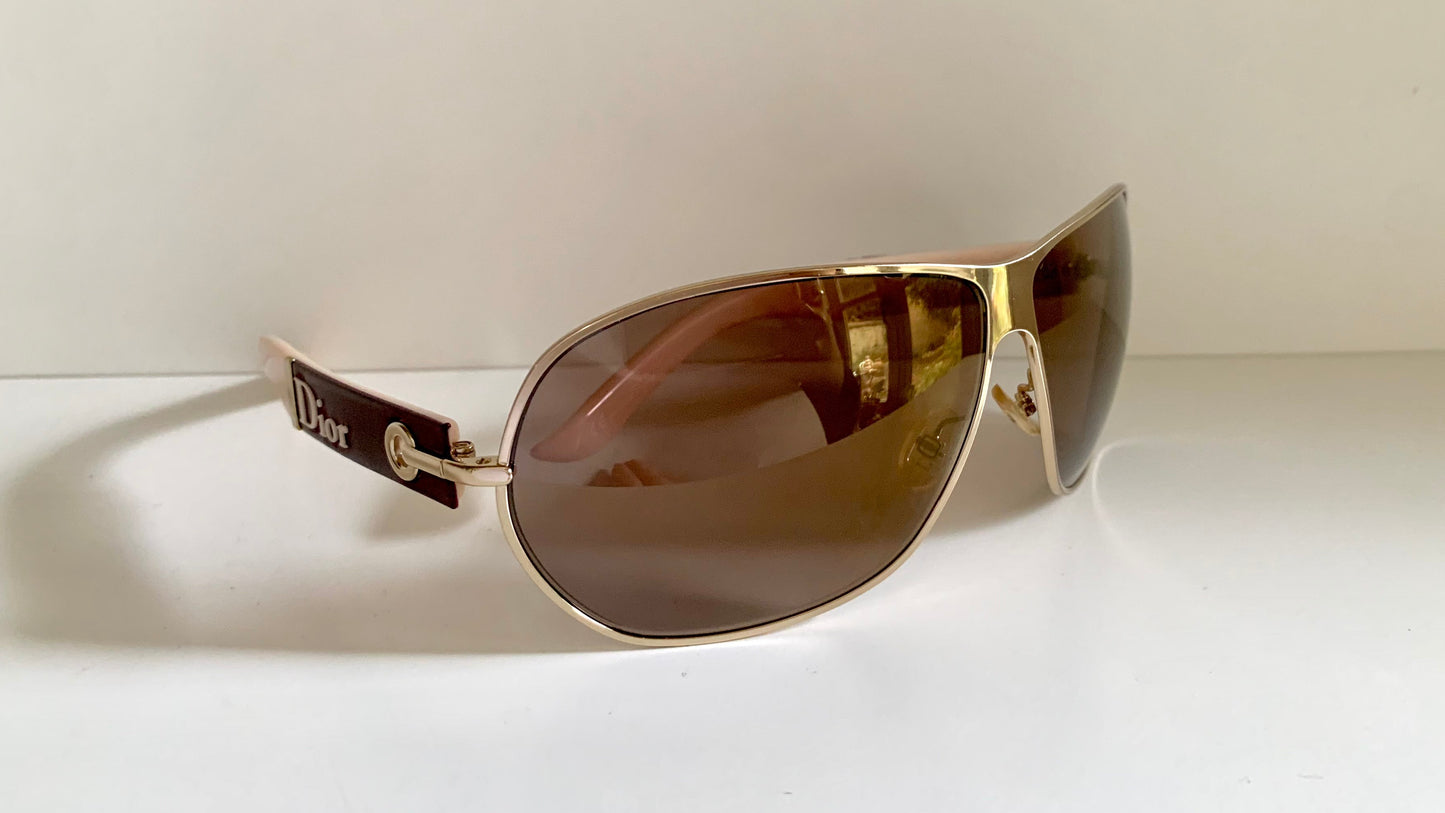 Christian Dior Vintage Sunglasses - NOS Dior Logo 2 silver and orange XL frames