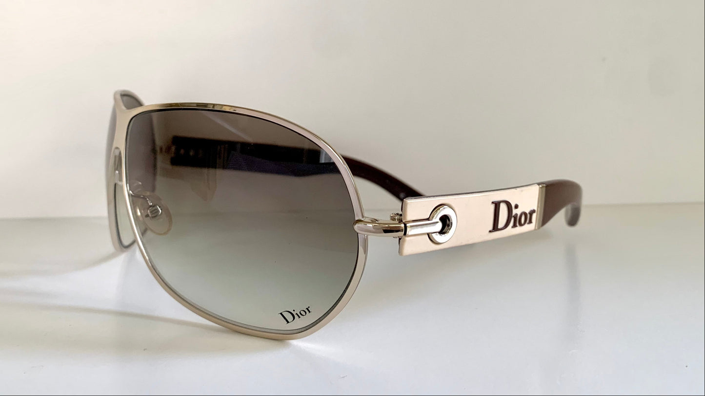 Christian Dior Vintage Sunglasses - Dior Logo 2 silver and white XL frames