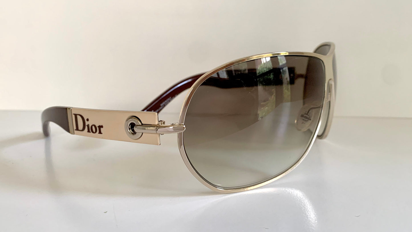 Christian Dior Vintage Sunglasses - Dior Logo 2 silver and white XL frames