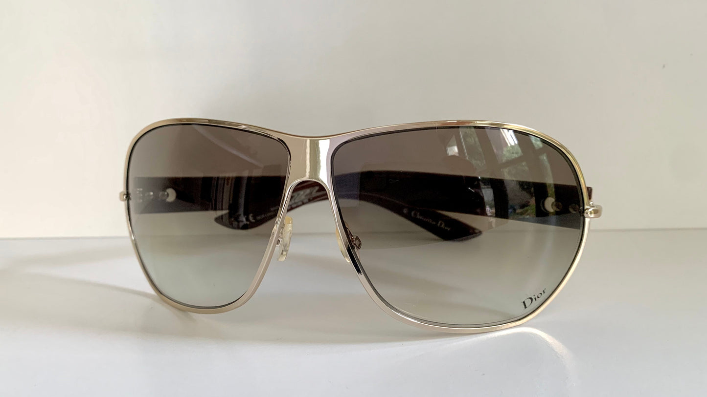 Christian Dior Vintage Sunglasses - Dior Logo 2 silver and white XL frames