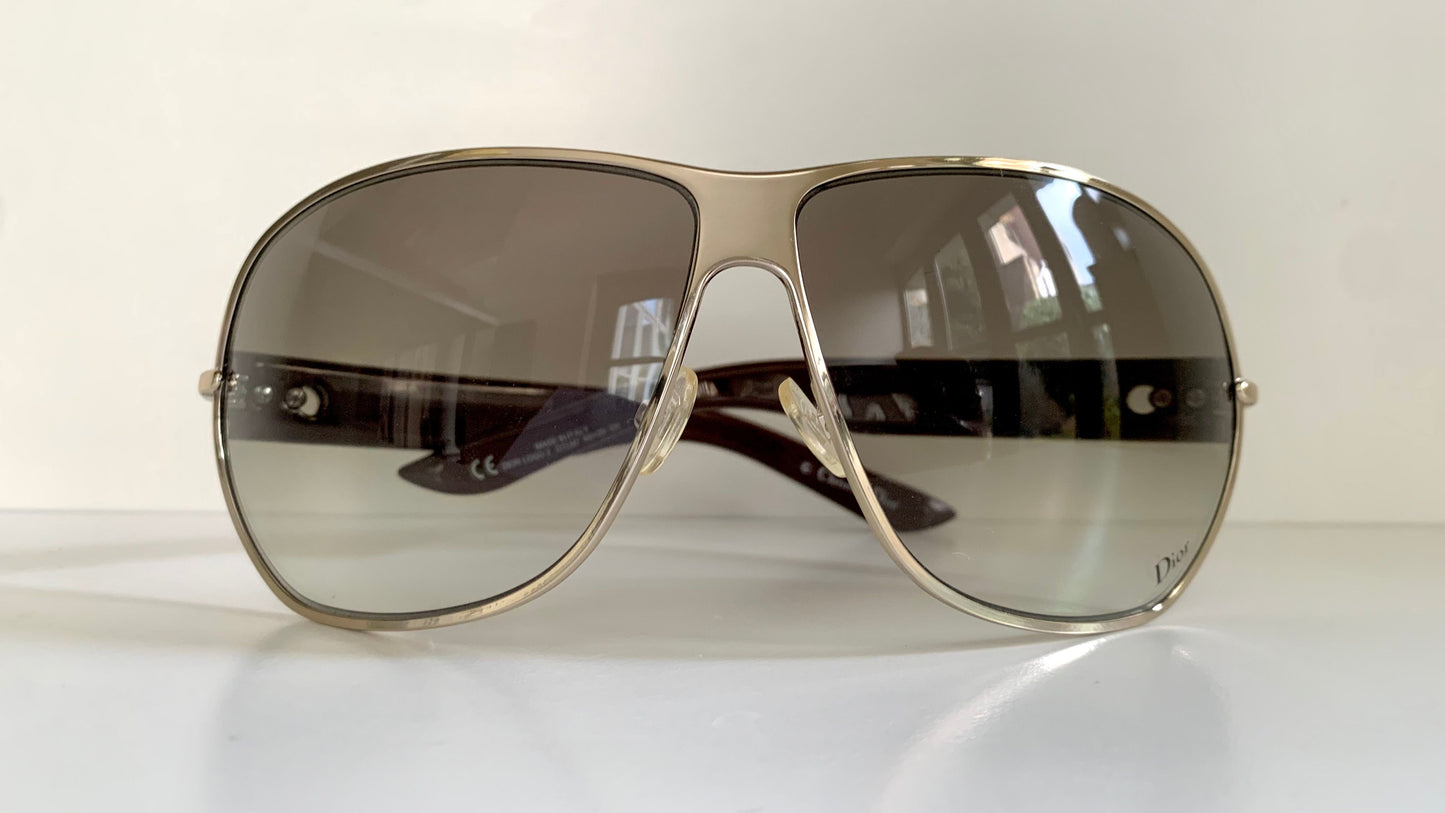 Christian Dior Vintage Sunglasses - Dior Logo 2 silver and white XL frames