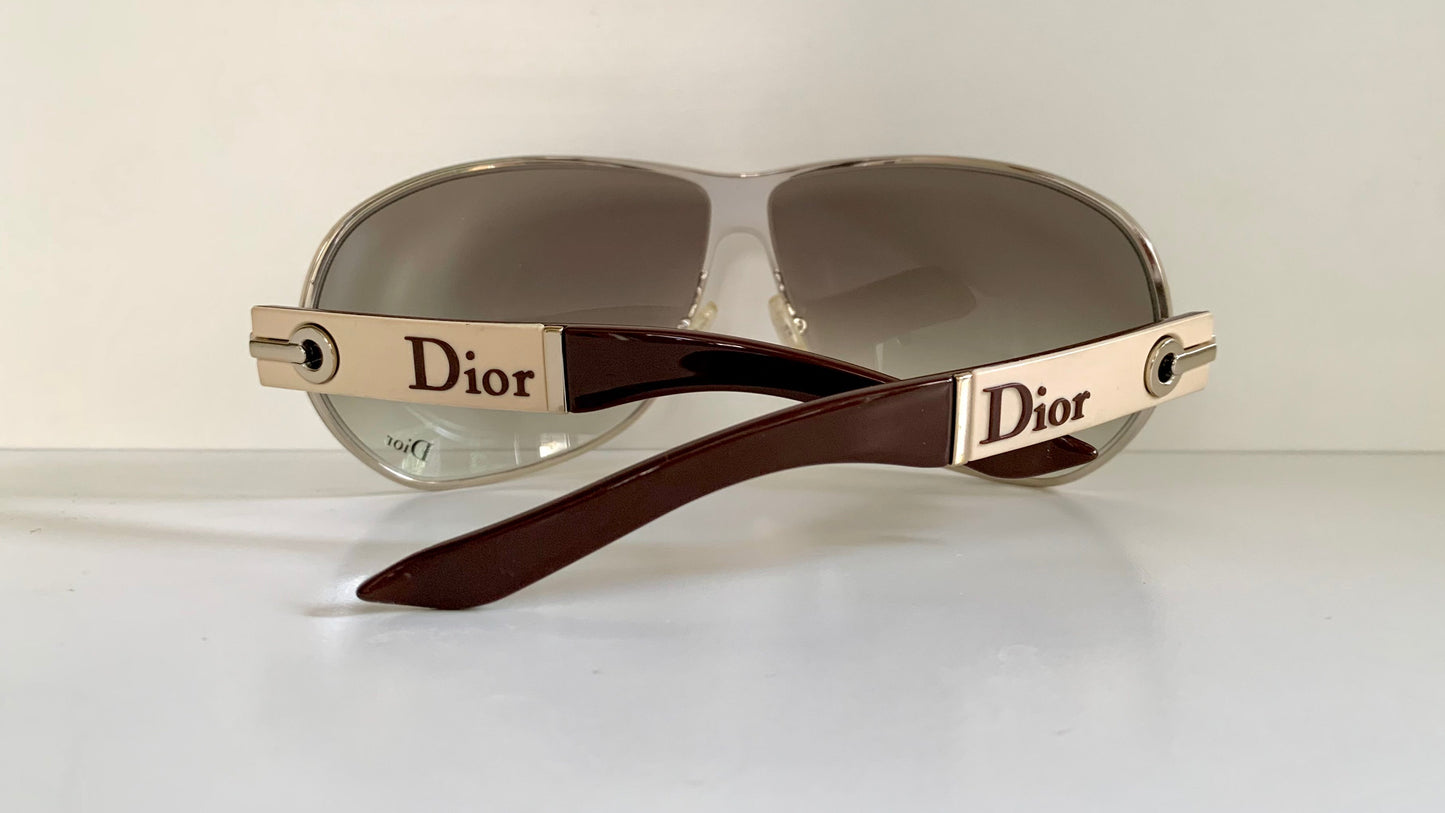 Christian Dior Vintage Sunglasses - Dior Logo 2 silver and white XL frames