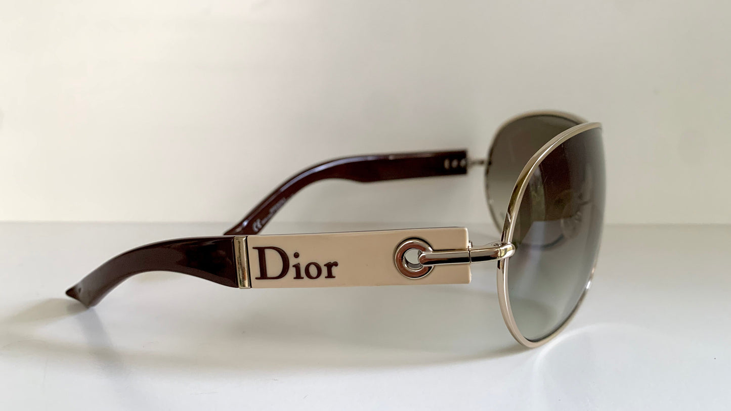 Christian Dior Vintage Sunglasses - Dior Logo 2 silver and white XL frames
