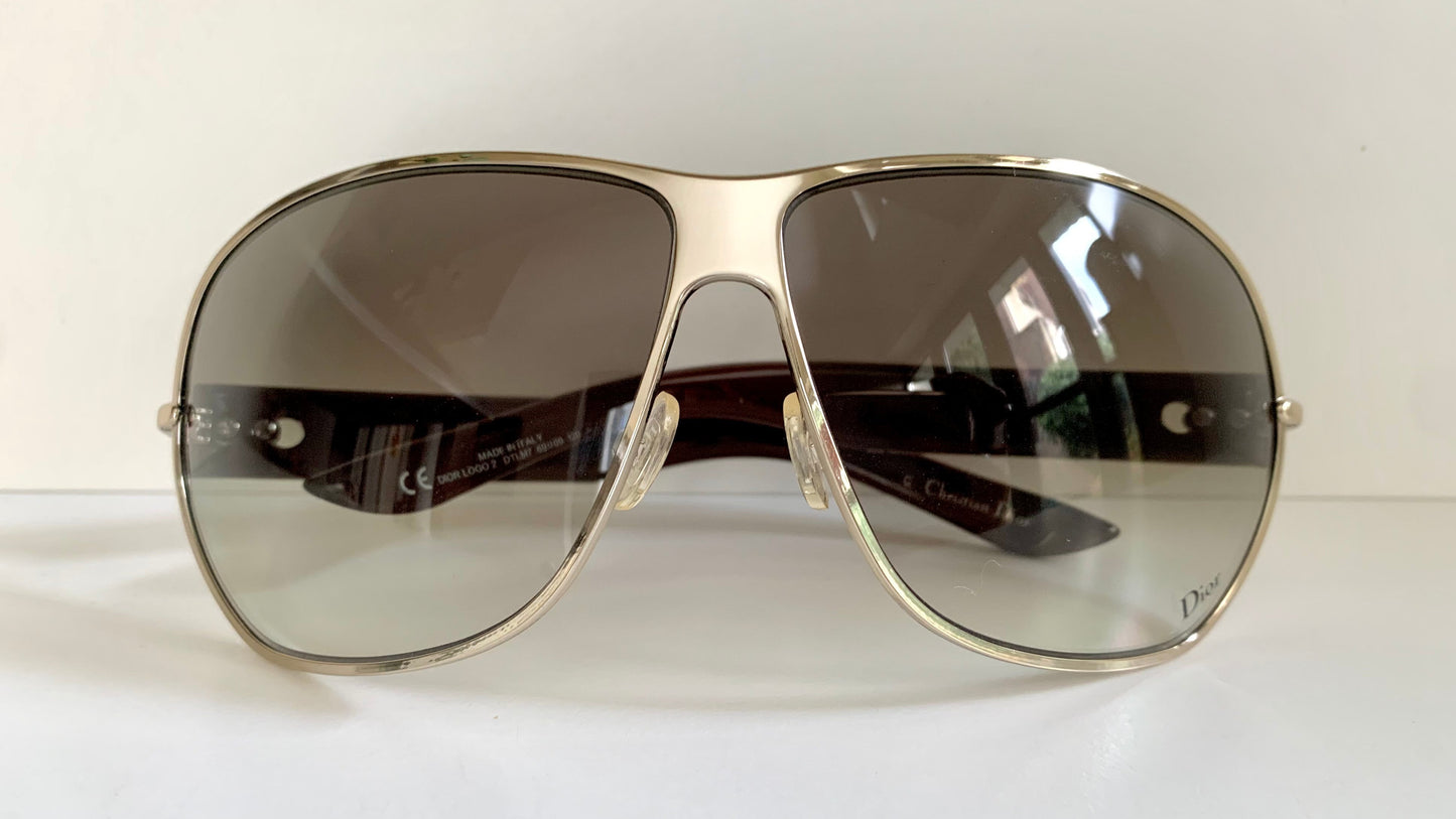 Christian Dior Vintage Sunglasses - Dior Logo 2 silver and white XL frames