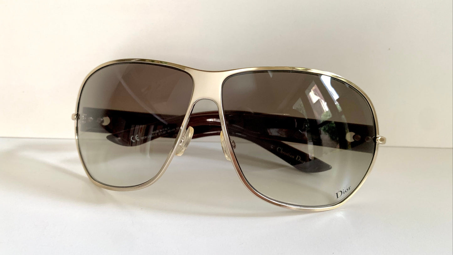 Christian Dior Vintage Sunglasses - Dior Logo 2 silver and white XL frames