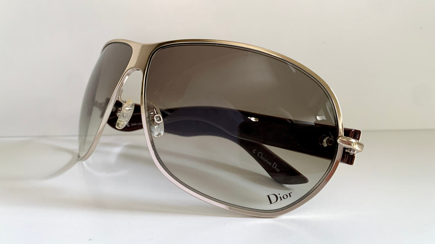 Christian Dior Vintage Sunglasses - Dior Logo 2 silver and white XL frames