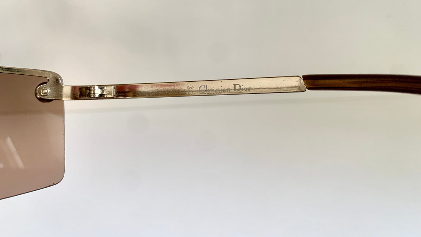 Christian Dior Vintage Sunglasses - Y2K Adiorable rose gold wrap rimless frames