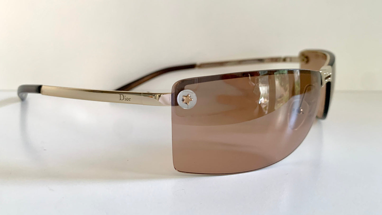 Christian Dior Vintage Sunglasses - Y2K Adiorable rose gold wrap rimless frames
