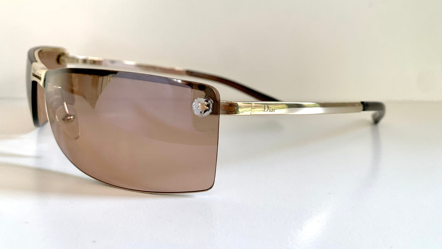 Christian Dior Vintage Sunglasses - Y2K Adiorable rose gold wrap rimless frames
