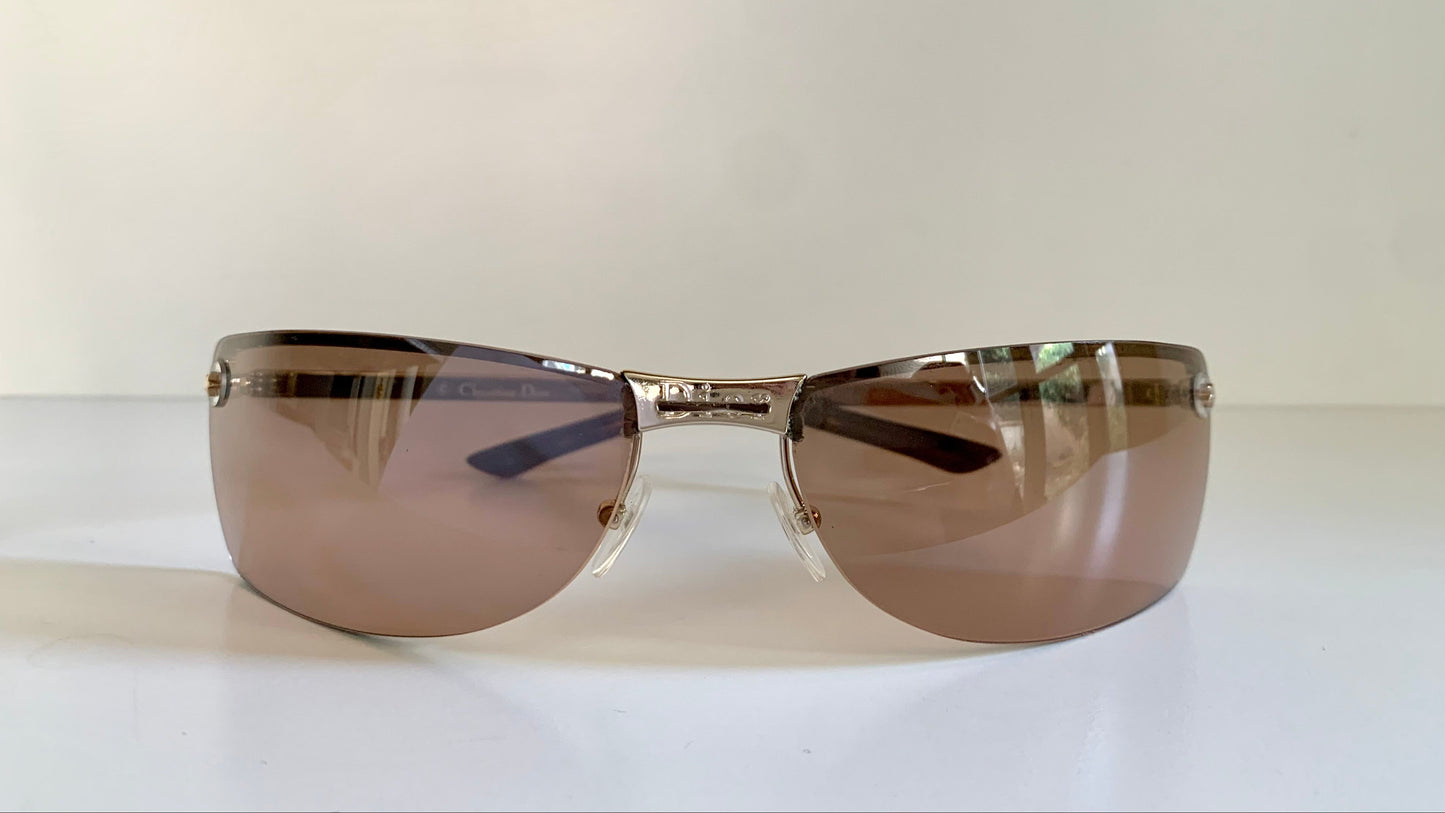 Christian Dior Vintage Sunglasses - Y2K Adiorable rose gold wrap rimless frames