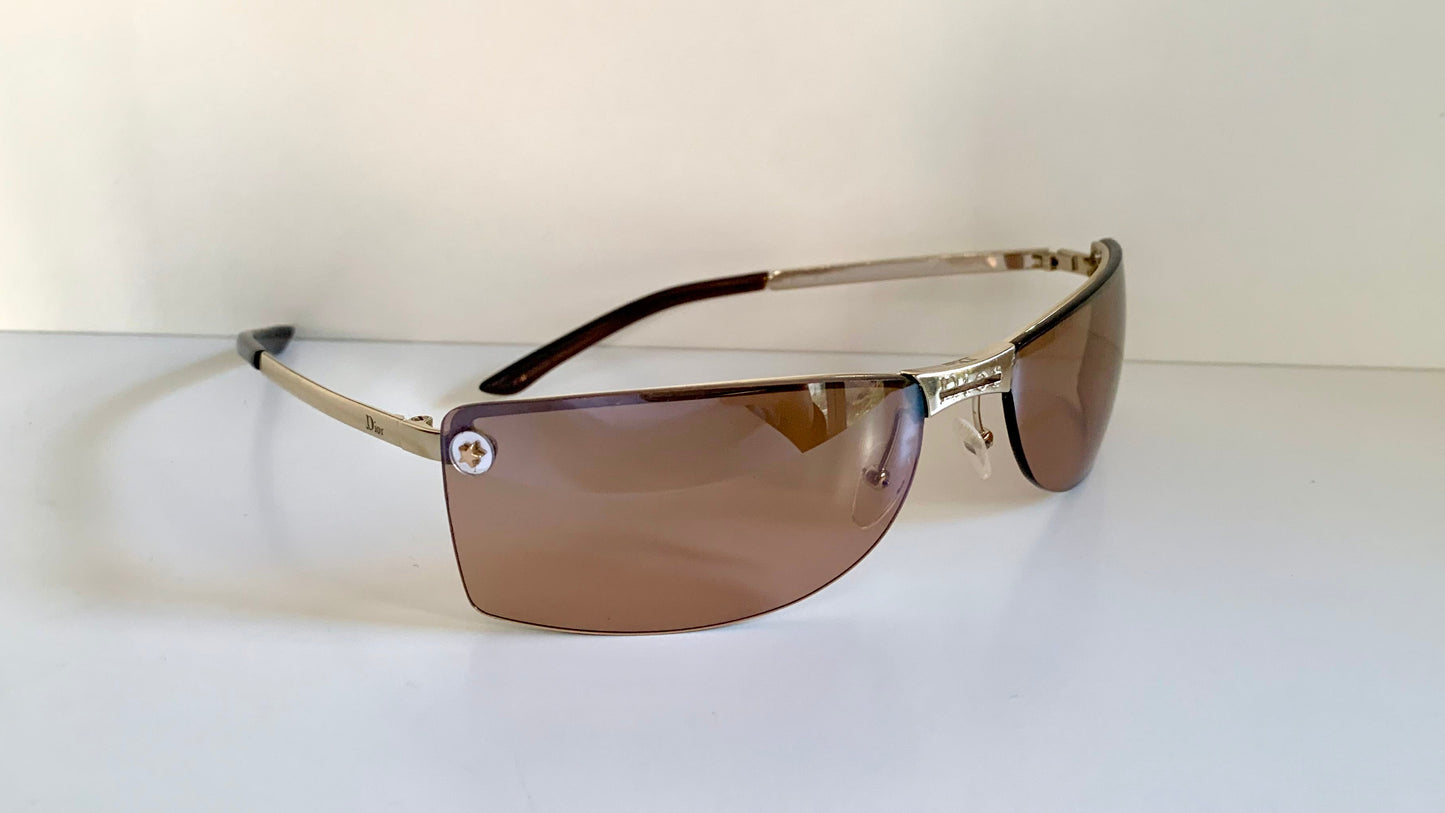 Christian Dior Vintage Sunglasses - Y2K Adiorable rose gold wrap rimless frames