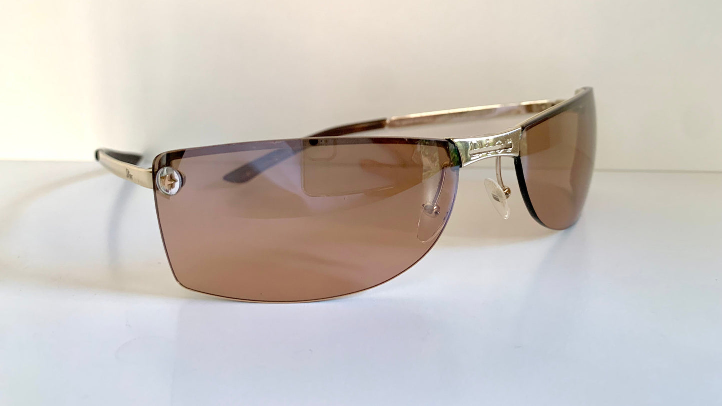 Christian Dior Vintage Sunglasses - Y2K Adiorable rose gold wrap rimless frames