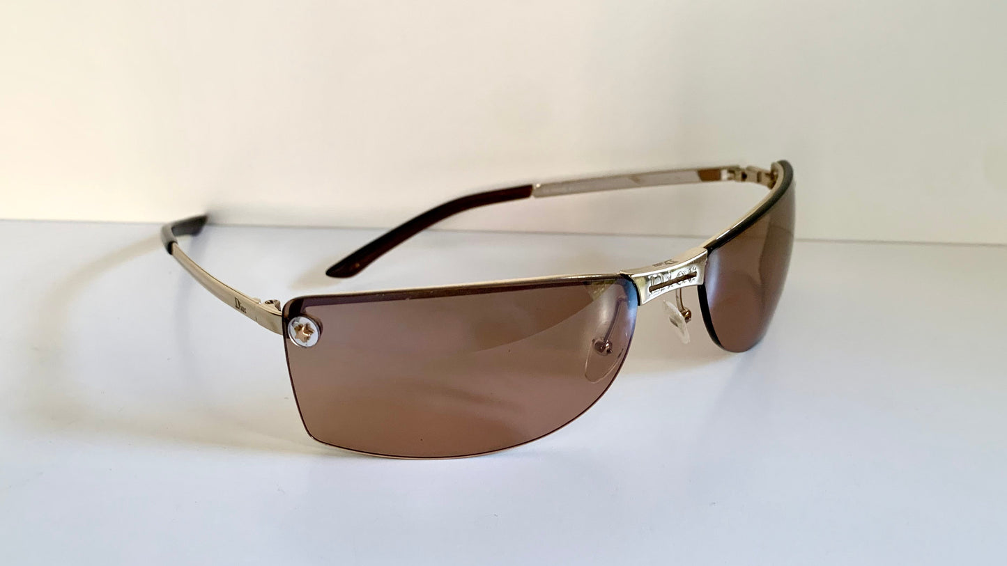 Christian Dior Vintage Sunglasses - Y2K Adiorable rose gold wrap rimless frames