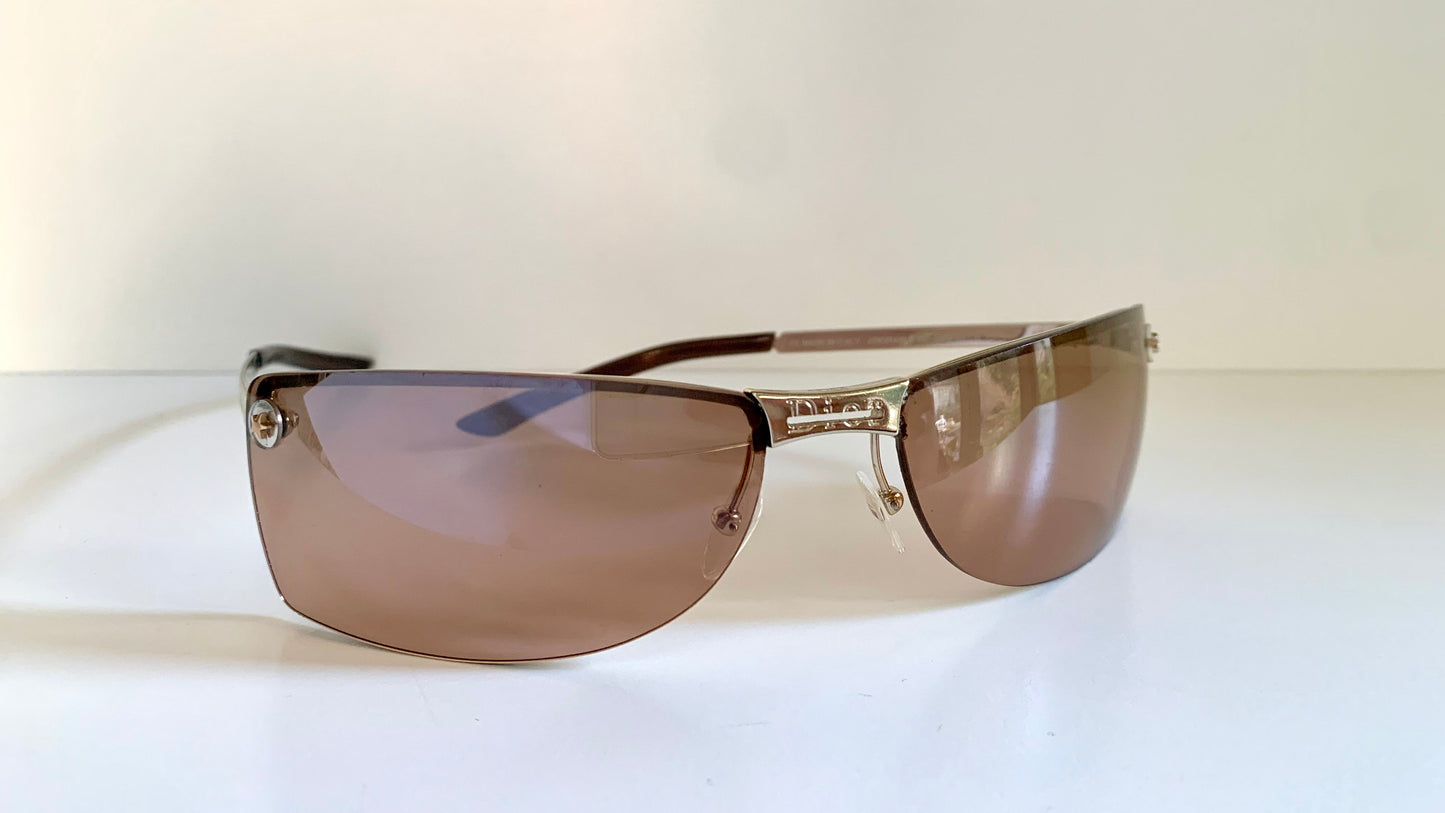 Christian Dior Vintage Sunglasses - Y2K Adiorable rose gold wrap rimless frames
